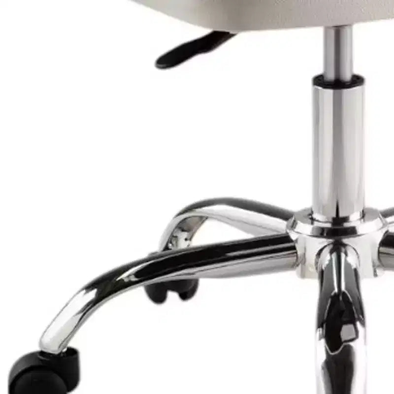HomeRoots White and Silver Faux Leather Adjustable Height Swivel Rolling Office Chair
