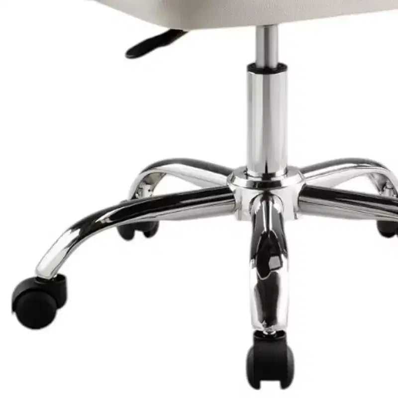 HomeRoots White and Silver Faux Leather Adjustable Height Swivel Rolling Office Chair