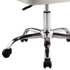 HomeRoots White and Silver Faux Leather Adjustable Height Swivel Rolling Office Chair
