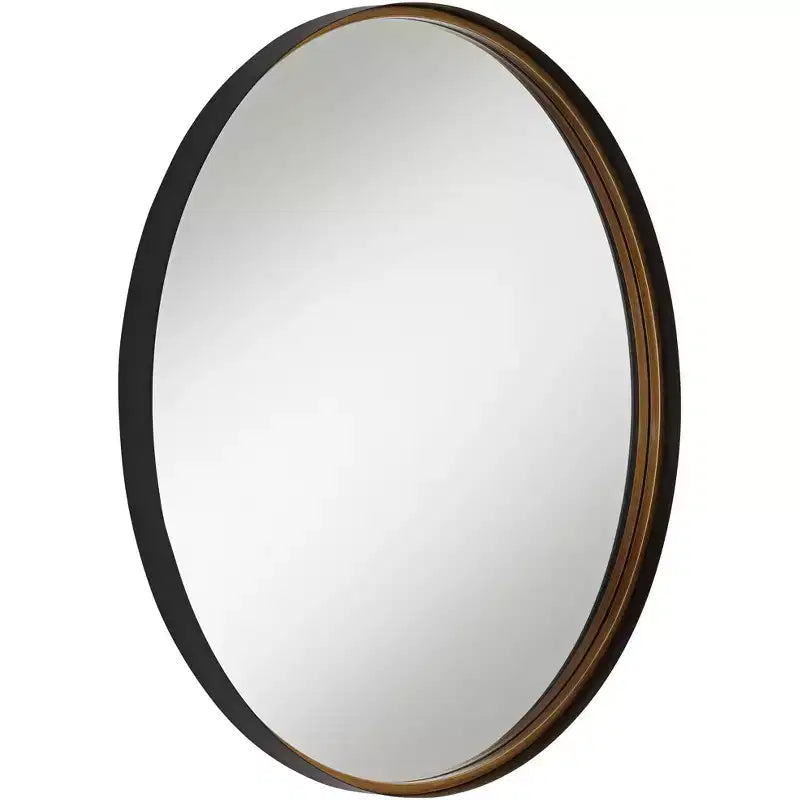 Uttermost Andi Black and Gold 34 Round Wall Mirror