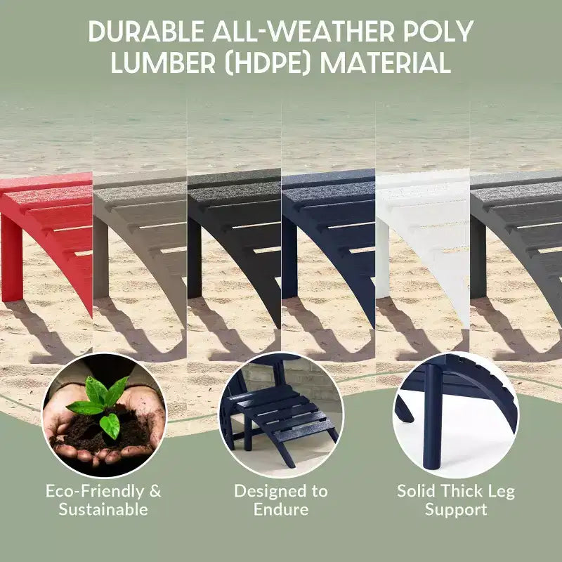 WestinTrends Azura, Set da 3 Pezzi di Sedie da Giardino Adirondack in Plastica HDPE con Tavolino Laterale Quadrato da 45 cm