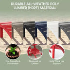 WestinTrends Azura, Set da 3 Pezzi di Sedie da Giardino Adirondack in Plastica HDPE con Tavolino Laterale Quadrato da 45 cm