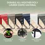 WestinTrends Azura, Set da 3 Pezzi di Sedie da Giardino Adirondack in Plastica HDPE con Tavolino Laterale Quadrato da 45 cm