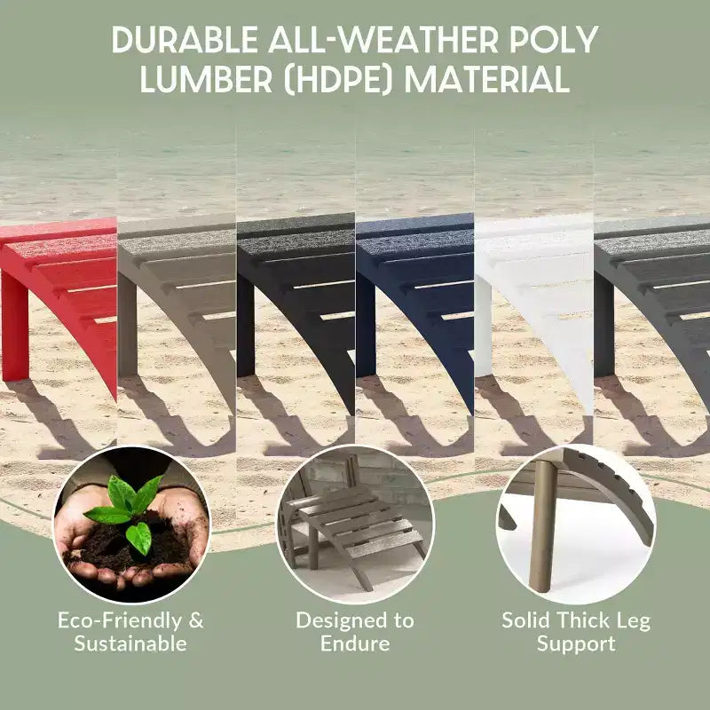 WestinTrends Azura, Set da 3 Pezzi di Sedie da Giardino Adirondack in Plastica HDPE con Tavolino Laterale Quadrato da 45 cm