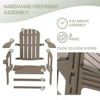 WestinTrends Azura, Set da 3 Pezzi di Sedie da Giardino Adirondack in Plastica HDPE con Tavolino Laterale Quadrato da 45 cm