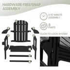 WestinTrends Azura, Set da 3 Pezzi di Sedie da Giardino Adirondack in Plastica HDPE con Tavolino Laterale Quadrato da 45 cm
