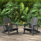 WestinTrends Azura Tool-Free Assembly Outdoor Patio HDPE Plastic Adirondack Chair with Cup Holder (Set of 2), White