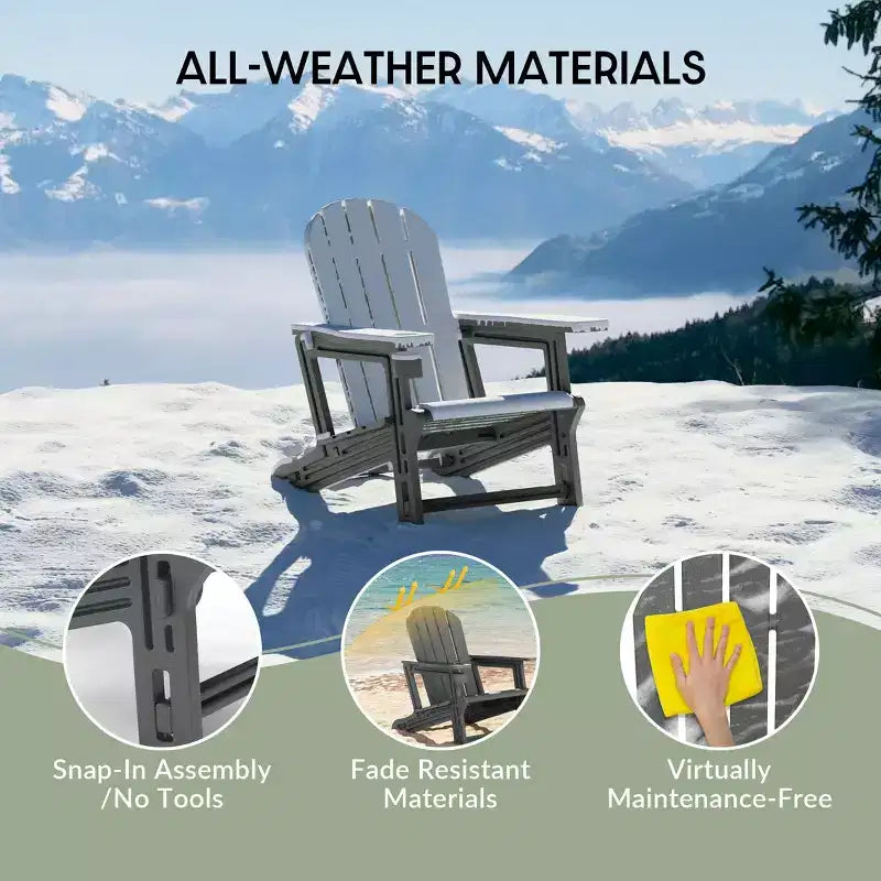 WestinTrends Azura Tool-Free Assembly Outdoor Patio HDPE Plastic Adirondack Chair with Cup Holder (Set of 2), White