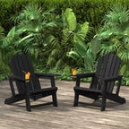 WestinTrends Azura Tool-Free Assembly Outdoor Patio HDPE Plastic Adirondack Chair with Cup Holder (Set of 2), White