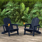 WestinTrends Azura Tool-Free Assembly Outdoor Patio HDPE Plastic Adirondack Chair with Cup Holder (Set of 2), White