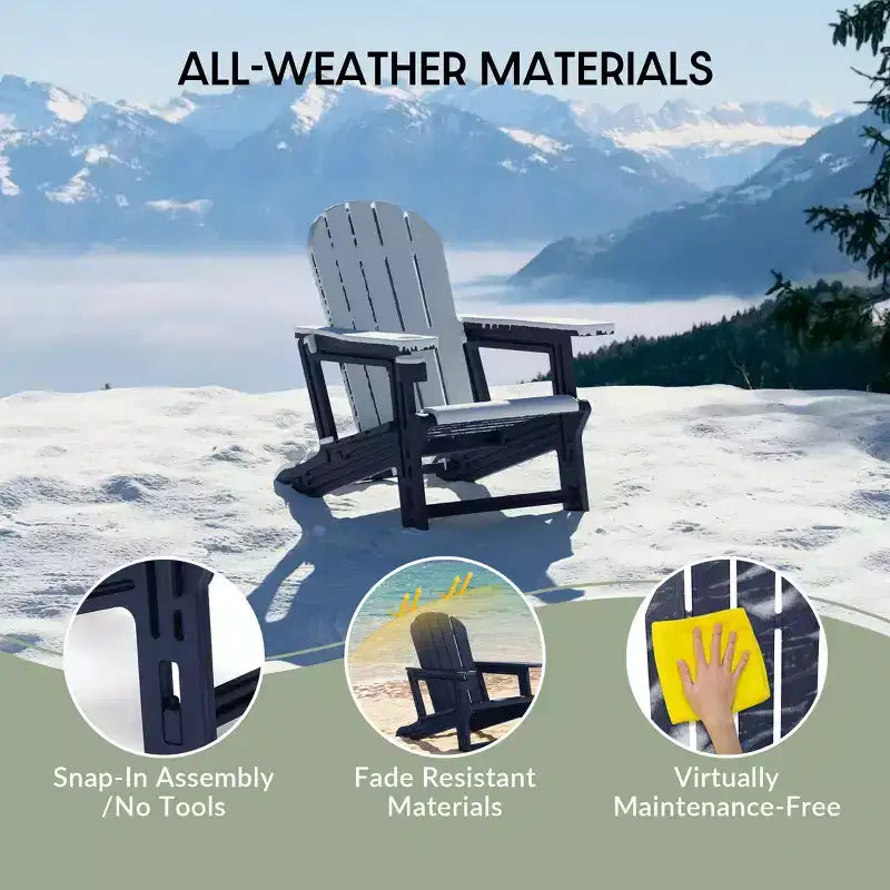 WestinTrends Azura Tool-Free Assembly Outdoor Patio HDPE Plastic Adirondack Chair with Cup Holder (Set of 2), White