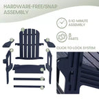 WestinTrends Azura Tool-Free Assembly Outdoor Patio HDPE Plastic Adirondack Chair with Cup Holder (Set of 2), White