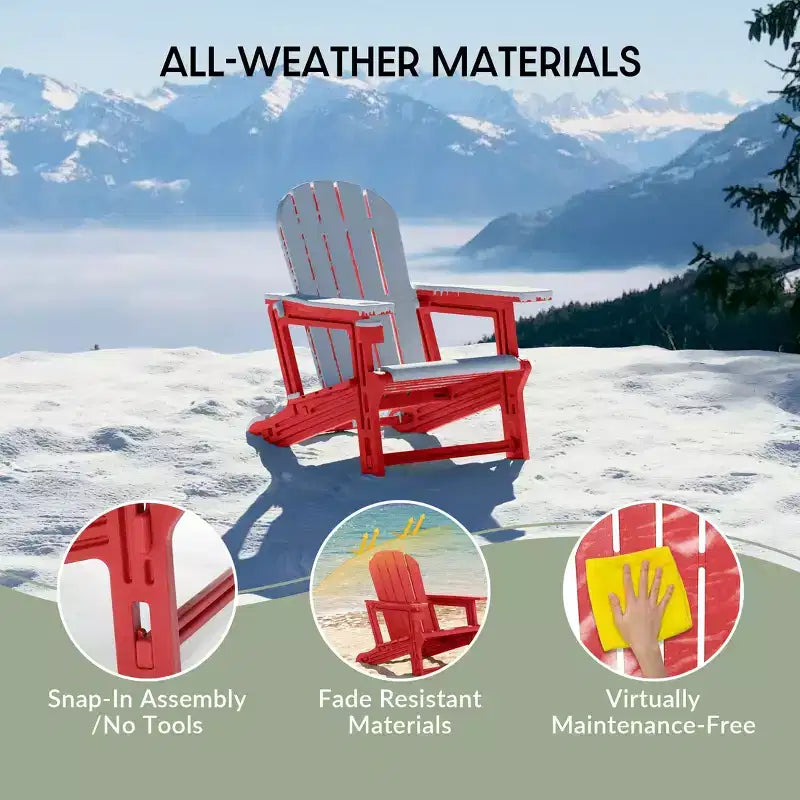 WestinTrends Azura Tool-Free Assembly Outdoor Patio HDPE Plastic Adirondack Chair with Cup Holder (Set of 2), White