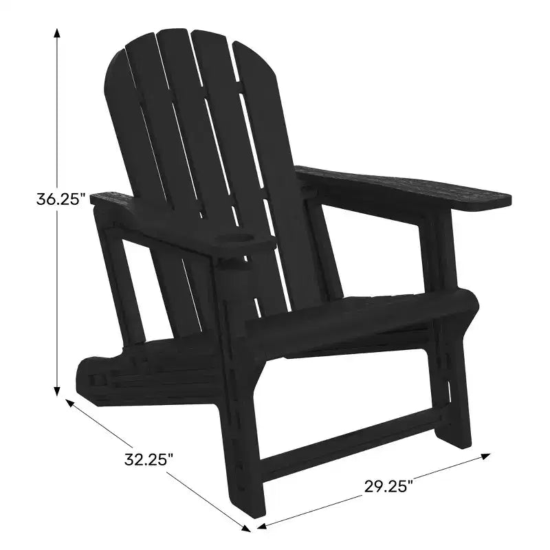 WestinTrends Azura Tool-Free Assembly Outdoor Patio HDPE Plastic Adirondack Chair with Cup Holder (Set of 2), White