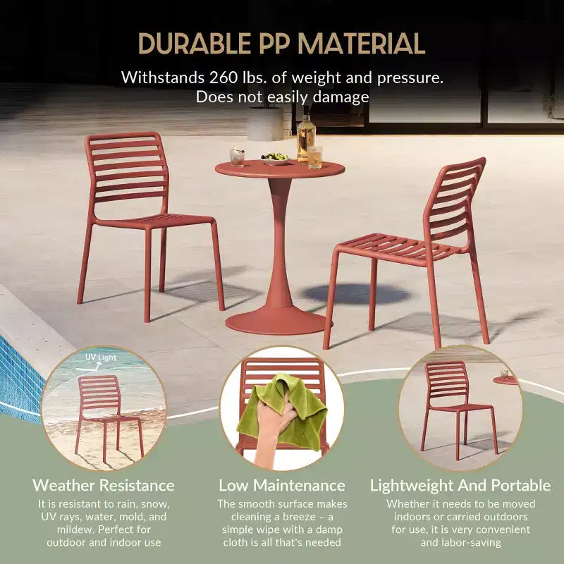 WestinTrends Playa Sedie da Pranzo Laterali Impilabili in Resina di Polipropilene per Esterni (Set da 2)