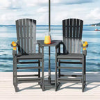 WestinTrends Azura Sedie Adirondack Alte da Esterno con Tavolino di Collegamento (Set da 2), Bianco