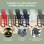 WestinTrends Azura Sedie Adirondack Alte da Esterno con Tavolino di Collegamento (Set da 2), Bianco