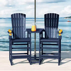 WestinTrends Azura Sedie Adirondack Alte da Esterno con Tavolino di Collegamento (Set da 2), Bianco