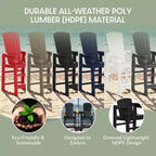 WestinTrends Azura Sedie Adirondack Alte da Esterno con Tavolino di Collegamento (Set da 2), Bianco