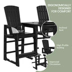 WestinTrends Azura Sedie Adirondack Alte da Esterno con Tavolino di Collegamento (Set da 2), Bianco