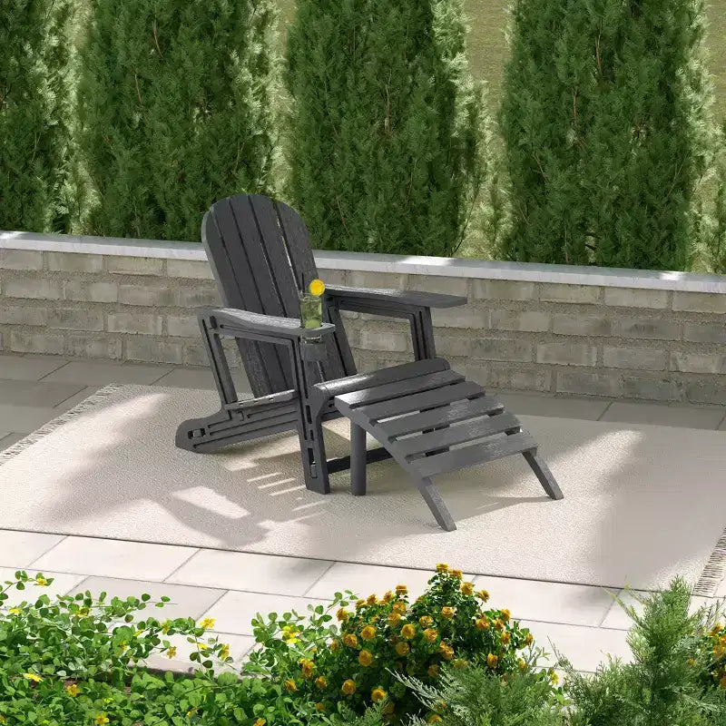 WestinTrends Azura No-Tools Outdoor HDPE Patio Adirondack Chair with Patio Ottoman