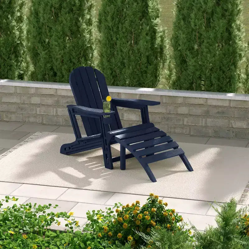 WestinTrends Azura No-Tools Outdoor HDPE Patio Adirondack Chair with Patio Ottoman