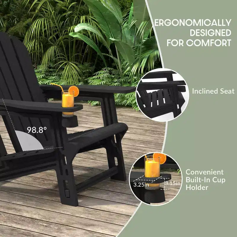 WestinTrends Azura No-Tools Outdoor HDPE Patio Adirondack Chair with Patio Ottoman