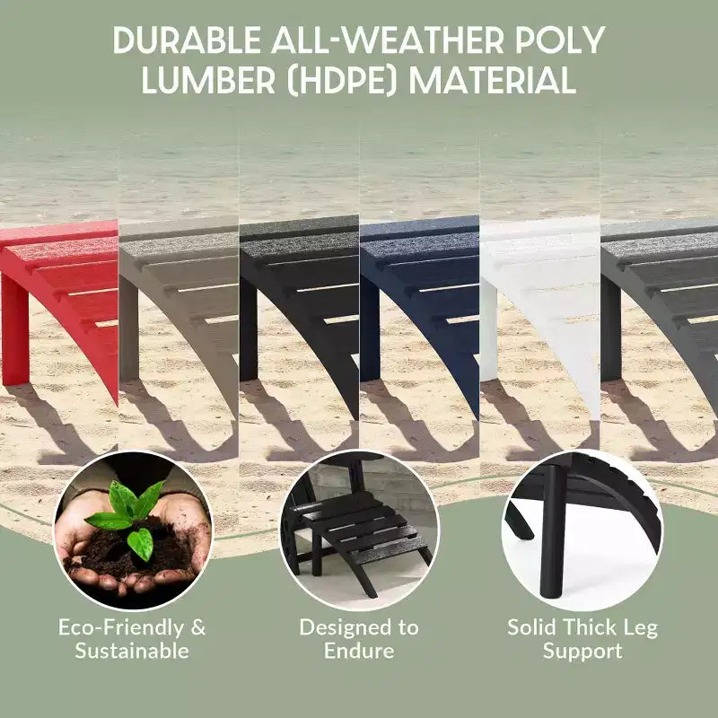 WestinTrends Azura No-Tools Outdoor HDPE Patio Adirondack Chair with Patio Ottoman