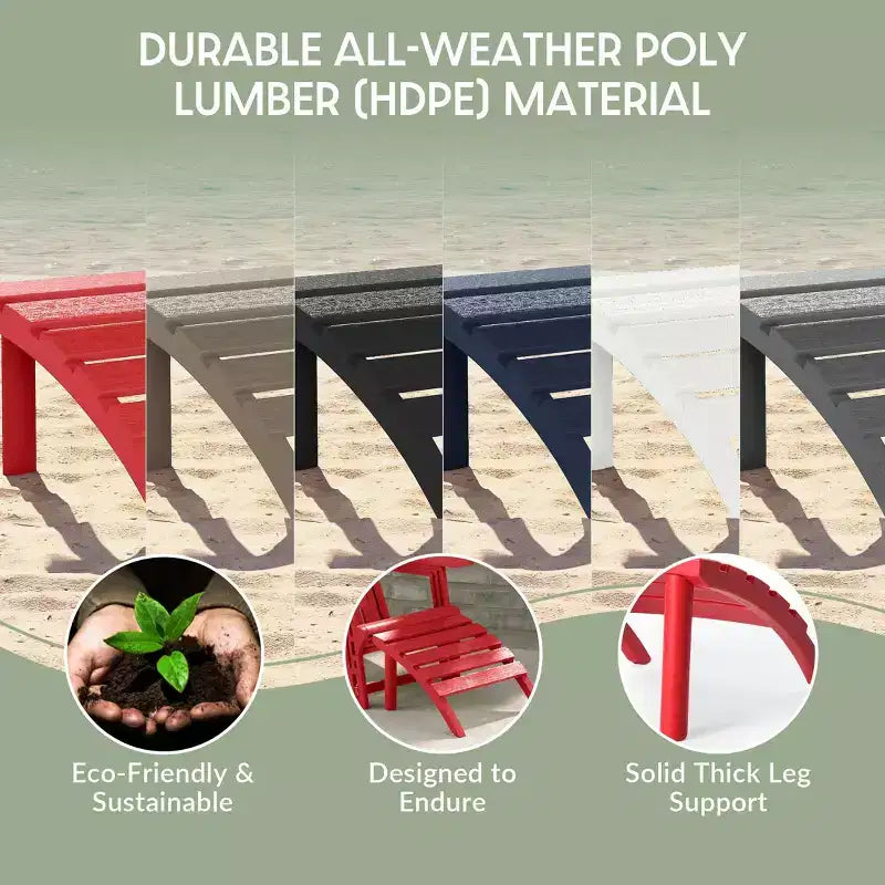 WestinTrends Azura No-Tools Outdoor HDPE Patio Adirondack Chair with Patio Ottoman