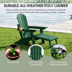 WestinTrends Malibu Folding Adjustable Adirondack Chair with Retractable Ottoman and Cup Holder (Set of 2), Red