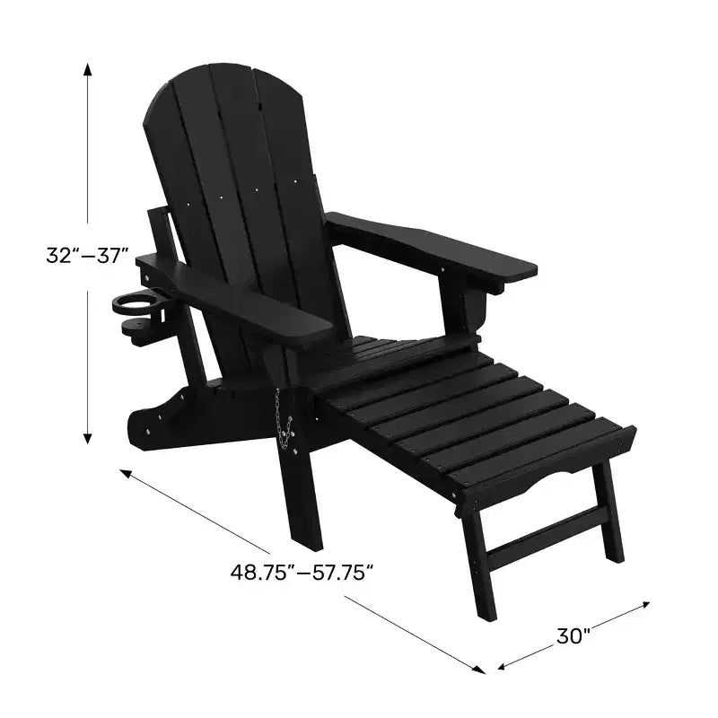 WestinTrends Sedia Adirondack Pieghevole Regolabile Malibu con Poggiapiedi Retrattile e Portabicchieri, Legno Invecchiato