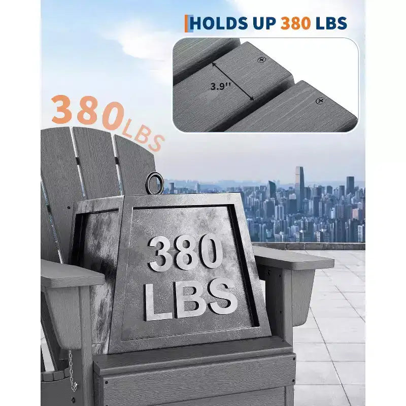 Folding Adirondack Chairs with Ergonomic Extended Backrest, Weather-Resistant HDPE Fire Pit Chairs, Outdoor Lounger for Patio, Garden & Lawn