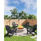 Folding Adirondack Chairs with Ergonomic Extended Backrest, Weather-Resistant HDPE Fire Pit Chairs, Outdoor Lounger for Patio, Garden & Lawn