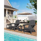 Folding Adirondack Chairs with Ergonomic Extended Backrest, Weather-Resistant HDPE Fire Pit Chairs, Outdoor Lounger for Patio, Garden & Lawn