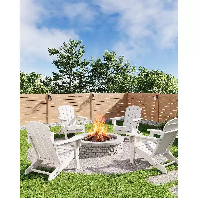 Folding Adirondack Chairs with Ergonomic Extended Backrest, Weather-Resistant HDPE Fire Pit Chairs, Outdoor Lounger for Patio, Garden & Lawn