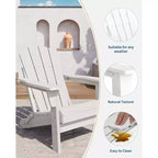 Folding Adirondack Chairs with Ergonomic Extended Backrest, Weather-Resistant HDPE Fire Pit Chairs, Outdoor Lounger for Patio, Garden & Lawn