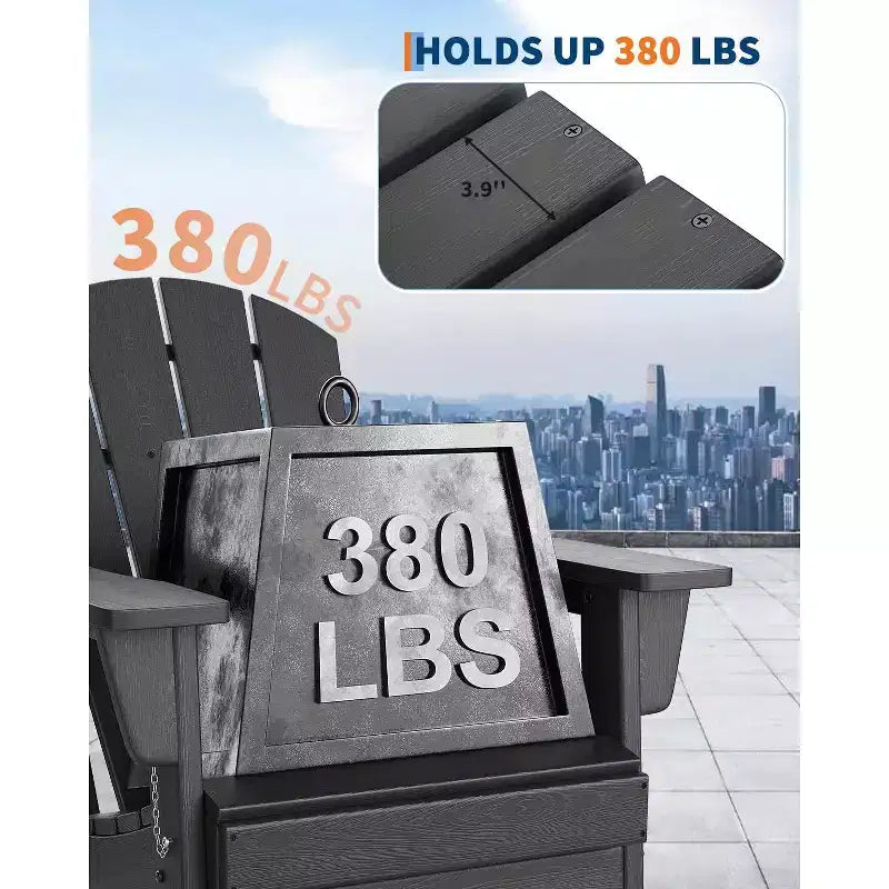 Folding Adirondack Chairs with Ergonomic Extended Backrest, Weather-Resistant HDPE Fire Pit Chairs, Outdoor Lounger for Patio, Garden & Lawn