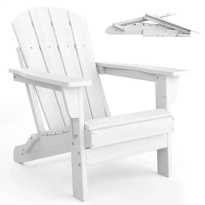 Sedie Adirondack Pieghevoli con Schienale Ergonomico Esteso, Sedie Ignifughe in HDPE Resistenti alle Intemperie, Lettini da Esterno per Patio, Giardino e Prato