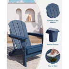 Set di 2 sedie Adirondack pieghevoli, in plastica HDPE resistente alle intemperie, sedie da esterno sovradimensionate per patio, prato, giardino, cortile, terrazza, capacità di 172 kg