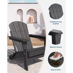 Set di 2 sedie Adirondack pieghevoli, in plastica HDPE resistente alle intemperie, sedie da esterno sovradimensionate per patio, prato, giardino, cortile, terrazza, capacità di 172 kg