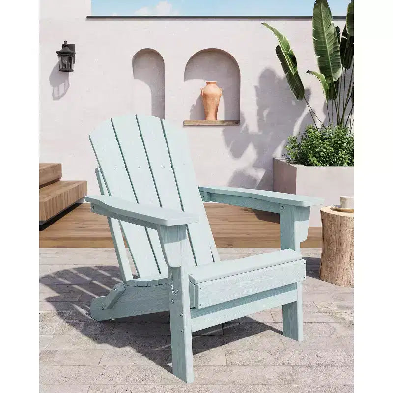 Set di 2 sedie Adirondack pieghevoli, in plastica HDPE resistente alle intemperie, sedie da esterno sovradimensionate per patio, prato, giardino, cortile, terrazza, capacità di 172 kg
