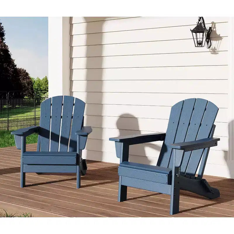 Set di 2 sedie Adirondack pieghevoli, in plastica HDPE resistente alle intemperie, sedie da esterno sovradimensionate per patio, prato, giardino, cortile, terrazza, capacità di 172 kg