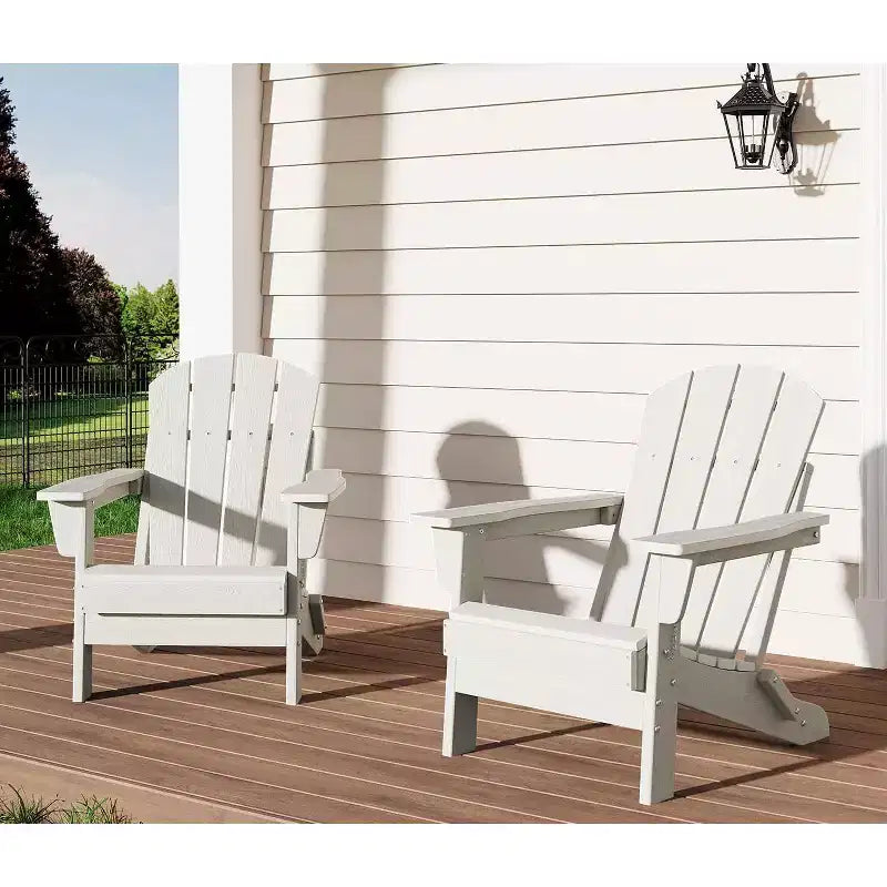 Set di 2 sedie Adirondack pieghevoli, in plastica HDPE resistente alle intemperie, sedie da esterno sovradimensionate per patio, prato, giardino, cortile, terrazza, capacità di 172 kg