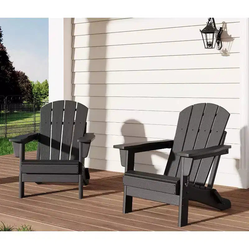 Set di 2 sedie Adirondack pieghevoli, in plastica HDPE resistente alle intemperie, sedie da esterno sovradimensionate per patio, prato, giardino, cortile, terrazza, capacità di 172 kg