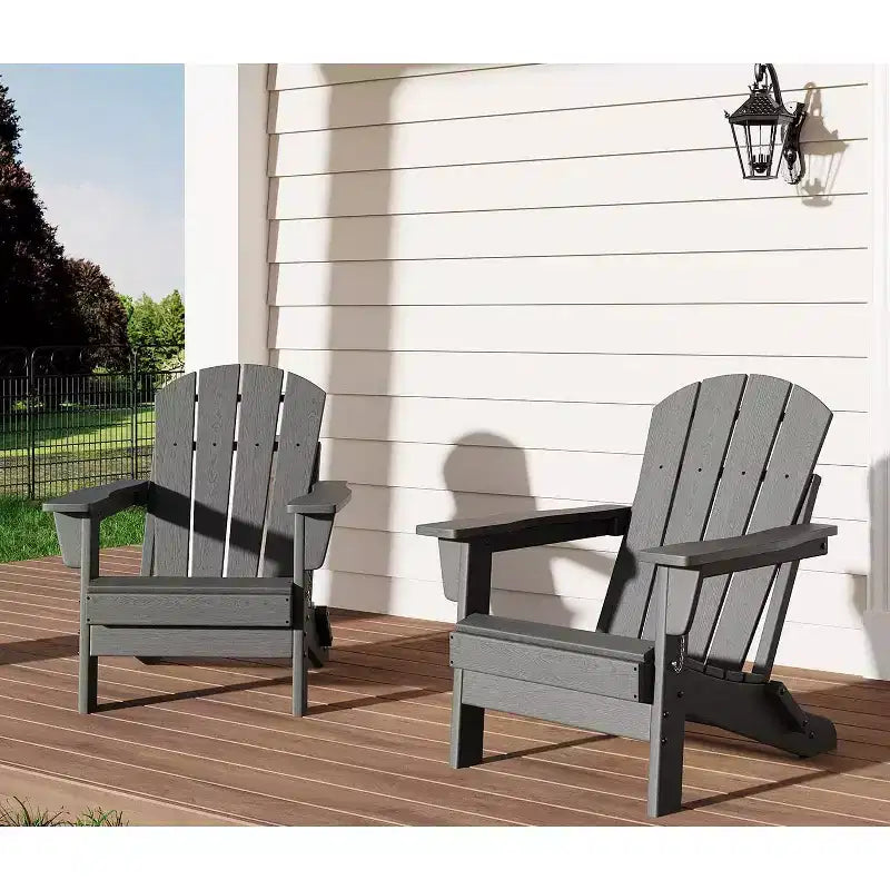 Set di 2 sedie Adirondack pieghevoli, in plastica HDPE resistente alle intemperie, sedie da esterno sovradimensionate per patio, prato, giardino, cortile, terrazza, capacità di 172 kg