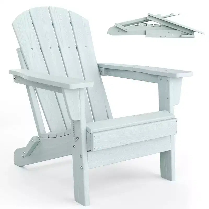 Folding Adirondack Chair Set of 4, HDPE Plastic Weather Resistant Oversized Outdoor Chair for Patio, Lawn, Garden, Backyard, Deck, 380 Lb Support