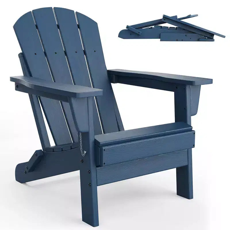 Folding Adirondack Chair Set of 4, HDPE Plastic Weather Resistant Oversized Outdoor Chair for Patio, Lawn, Garden, Backyard, Deck, 380 Lb Support