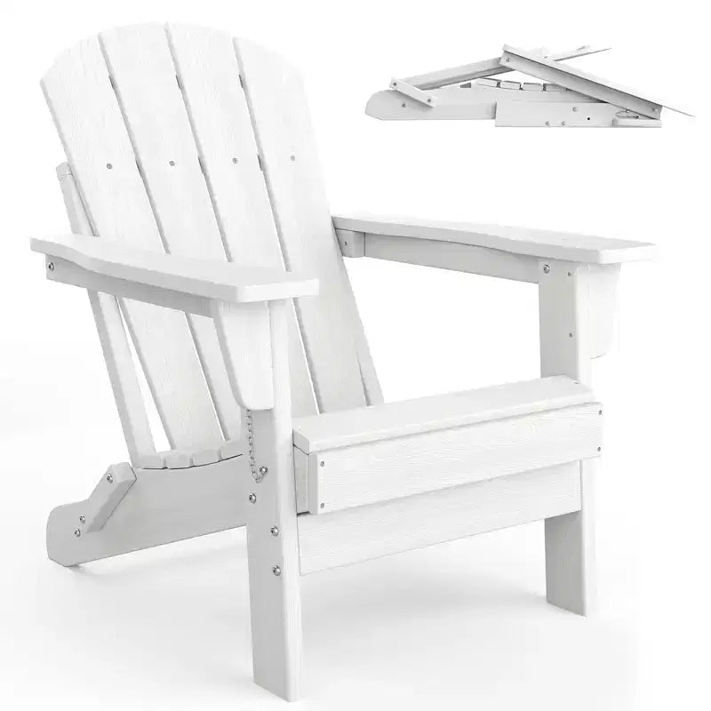 Folding Adirondack Chair Set of 4, HDPE Plastic Weather Resistant Oversized Outdoor Chair for Patio, Lawn, Garden, Backyard, Deck, 380 Lb Support