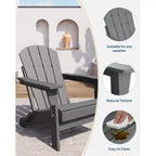 Folding Adirondack Chair Set of 4, HDPE Plastic Weather Resistant Oversized Outdoor Chair for Patio, Lawn, Garden, Backyard, Deck, 380 Lb Support