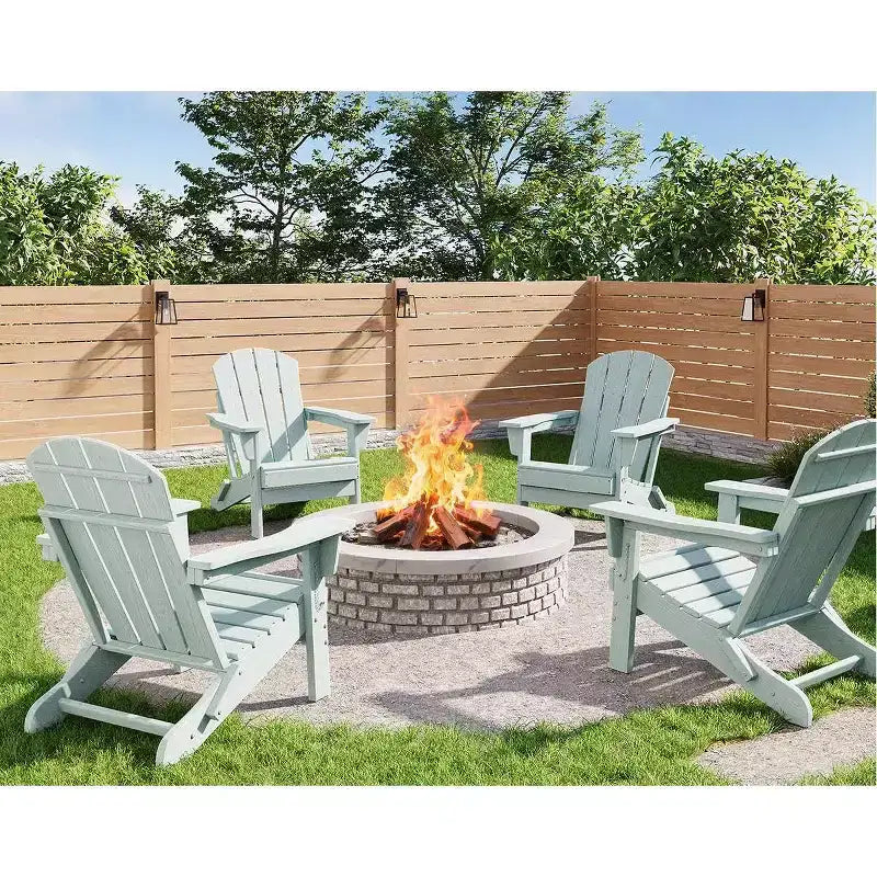 Set da 4 sedie Adirondack pieghevoli, in plastica HDPE resistente alle intemperie, sedie da esterno di grandi dimensioni per patio, prato, giardino, cortile, terrazza, portata 172 kg